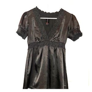 Steel Gray V-Neck Blouse